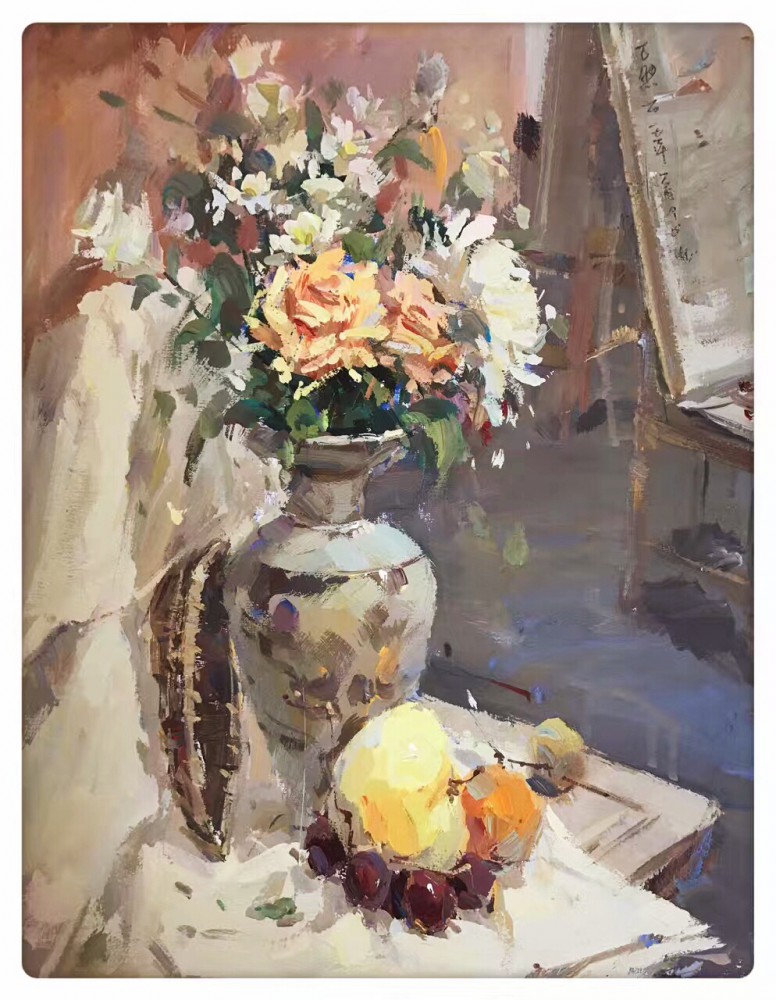 色彩静物花瓶范画作品赏析